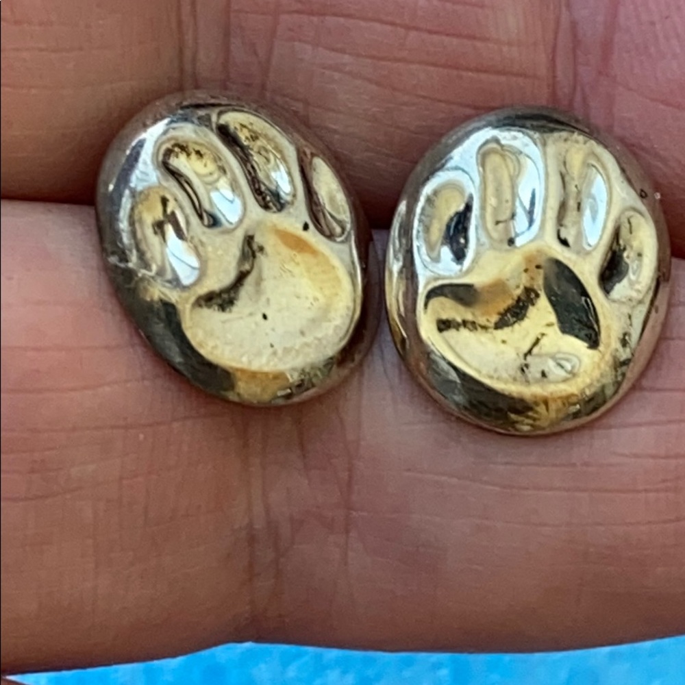 Vintage Sterling Silver Bear Paw Posts Earrings